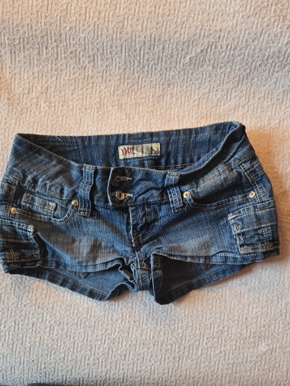 YMI Red Logo Dark Blue Denim Waistband - Distressed Wash
